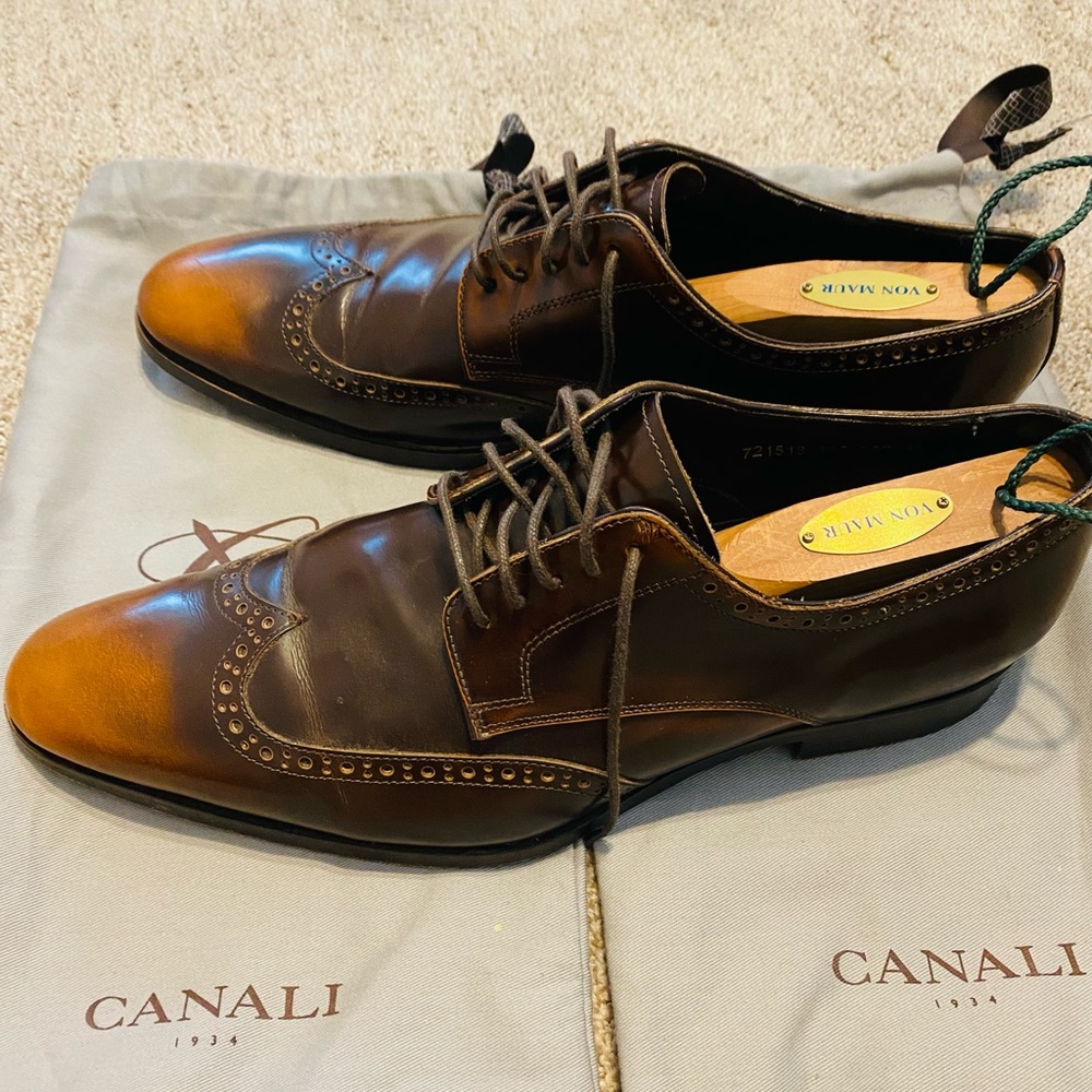 CANALI leather mens dress shoe Size 43